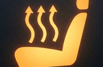 Значок обогрева сидений: сиденье со стрелками и волнами тепла