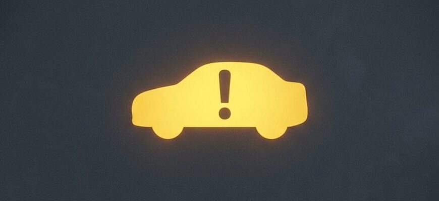Жёлтый значок автомобиля с восклицательным знаком на приборной панели