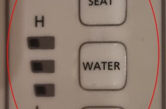 Кнопки SEAT, WATER, DRYER и шкала H–L под надписью TEMPERATURE