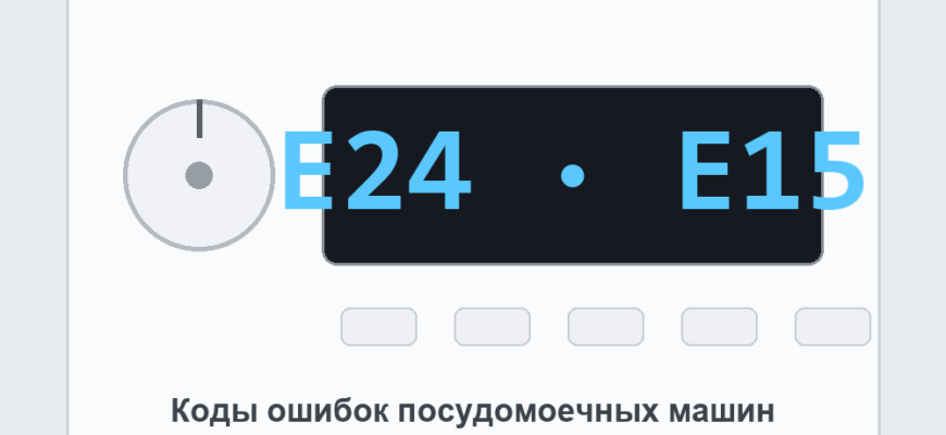 Панель посудомоечной машины с кодом ошибки