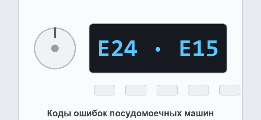 Панель посудомоечной машины с кодом ошибки