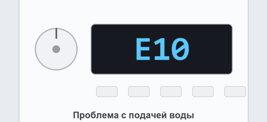 Панель стиральной машины Electrolux с ошибкой E10: проблема с подачей воды