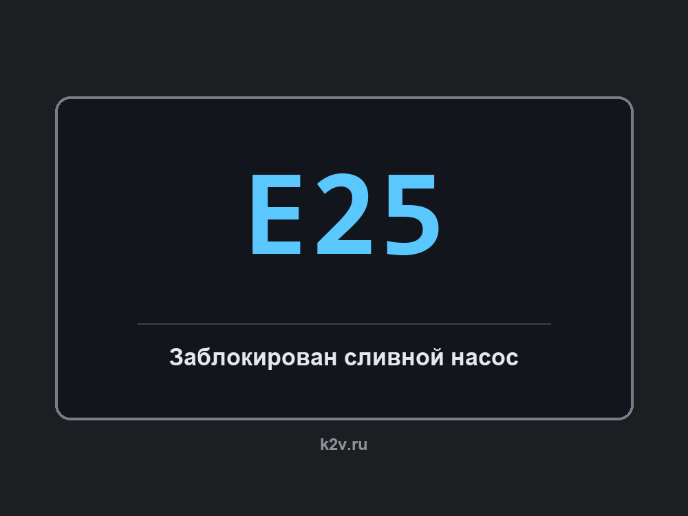 Дисплей посудомоечной машины с кодом E25
