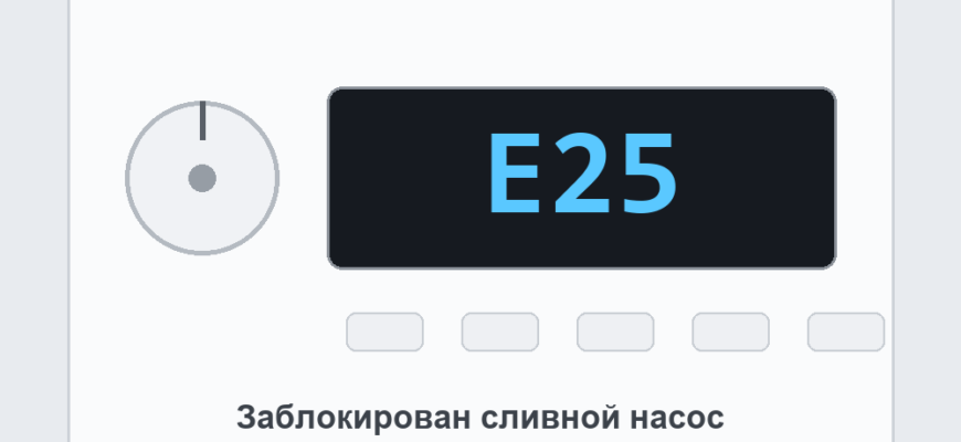 Панель посудомоечной машины Bosch с ошибкой E25: заблокирован сливной насос