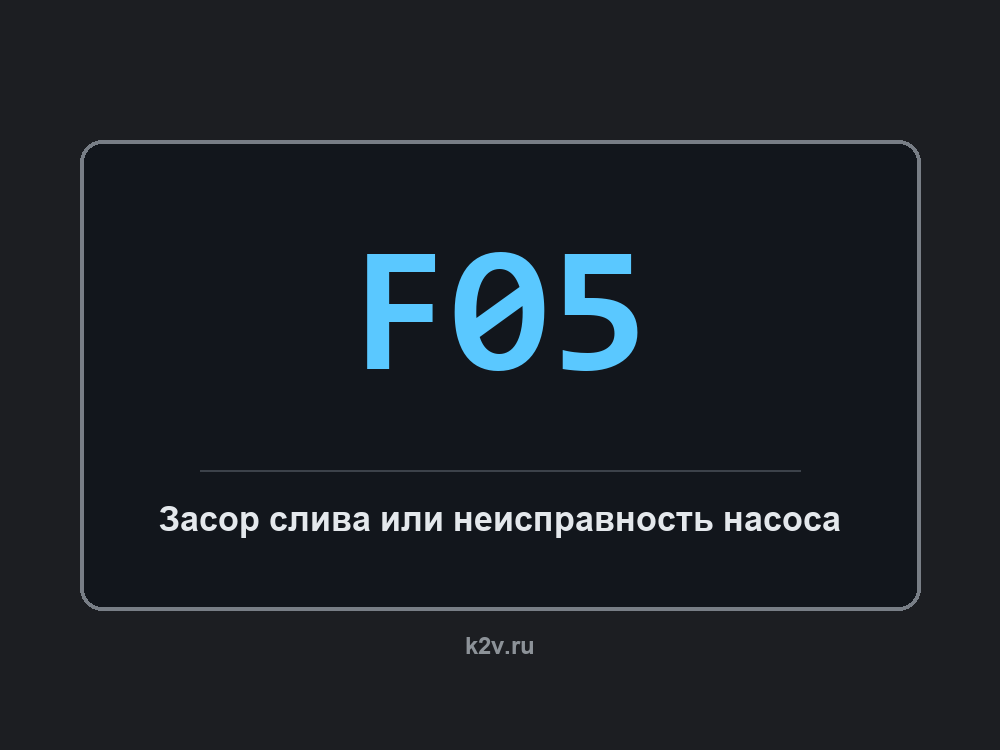 Дисплей стиральной машины с кодом F05