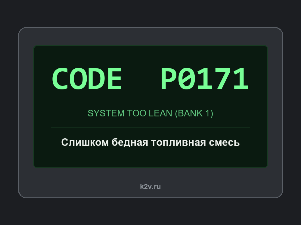 Экран диагностического сканера с кодом P0171