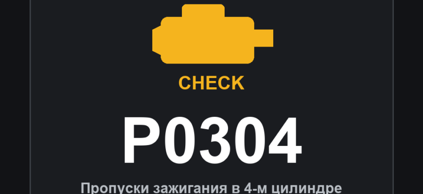 Код ошибки P0304: пропуски зажигания в 4-м цилиндре