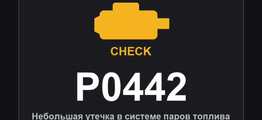 Код ошибки P0442 и горящий значок Check Engine: небольшая утечка в системе паров топлива