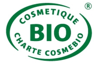 Знак на упаковке: зелёный овал с надписью COSMETIQUE BIO, CHARTE COSMEBIO